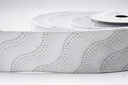 Wit lint met glitter, golf- en stippenpatroon_KW0474GC-1-1